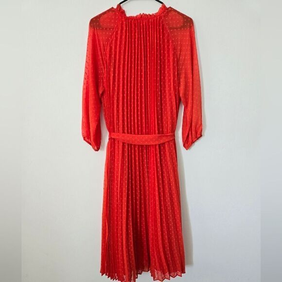Nanette Lepore Pleated Tie Waist Midi Dress NWOT - Picture 4 of 5